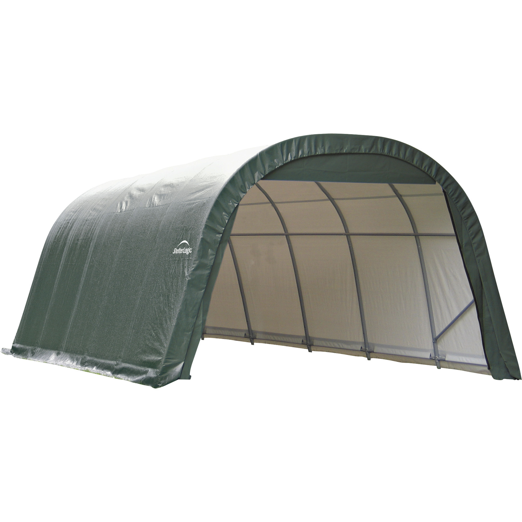ShelterLogic ShelterCoat 12ft.W x 20ft.L Wind and Snow Rated Garage, Round, Green STD, Model#, Model# 71342